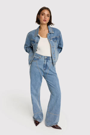 wide leg jeans light blue denim