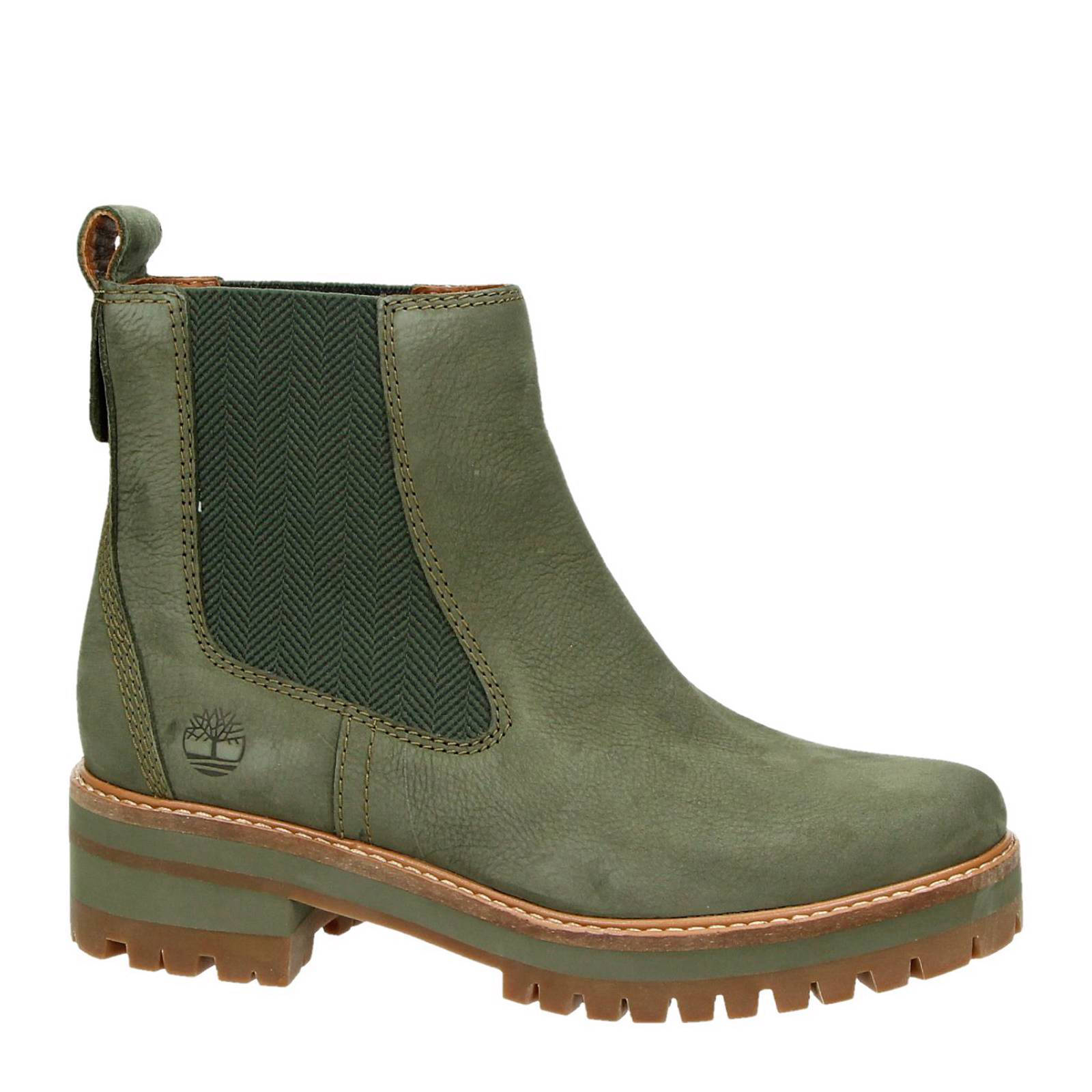 Timberland nubuck leren chelsea boots kaki | wehkamp