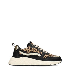 CHARLIE  chunky sneakers met panterprint zwart/beige