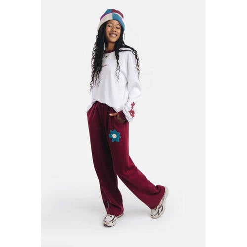 Ellastiek straight regular waist sweatpants rood afbeelding