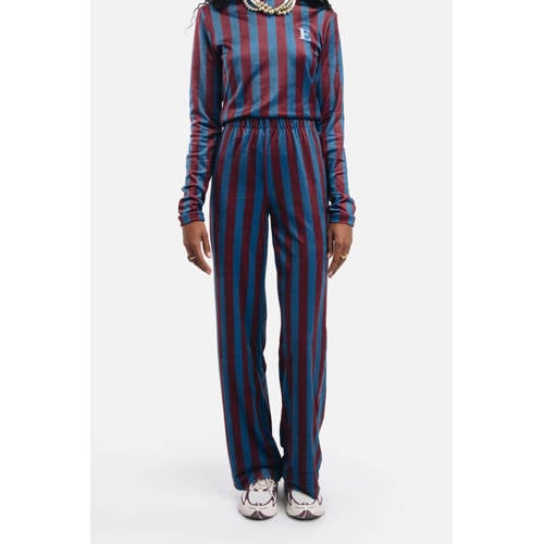 Ellastiek velvet broek donkerrood/patrol afbeelding