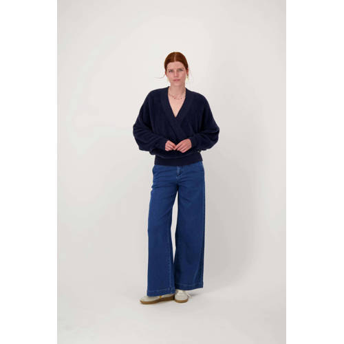 Zusss teddy gebreide trui donkerblauw afbeelding