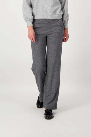 wide leg regular waist casual broek grijs melange