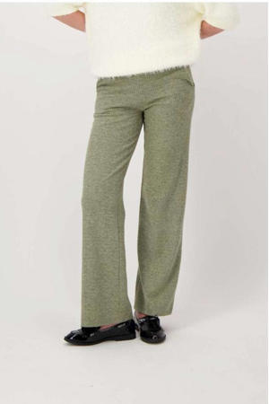 wide leg regular waist casual broek groen