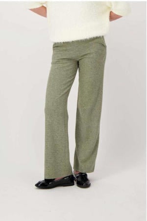 wide leg regular waist casual broek groen