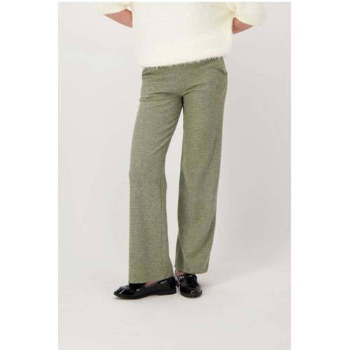 Zusss wide leg regular waist casual broek groen afbeelding