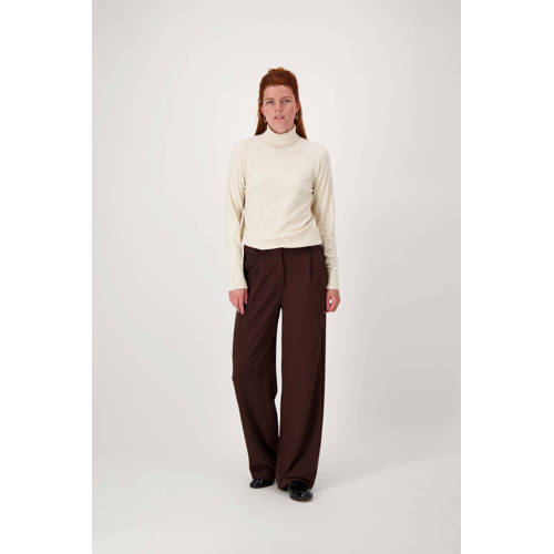 Zusss straight high waist pantalon donkerbruin afbeelding
