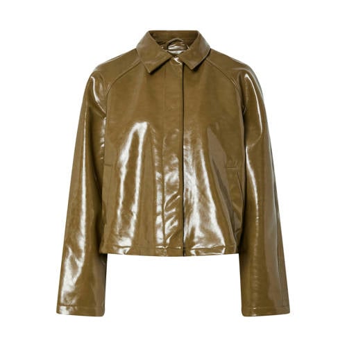 PIECES imitatieleren jas groen afbeelding