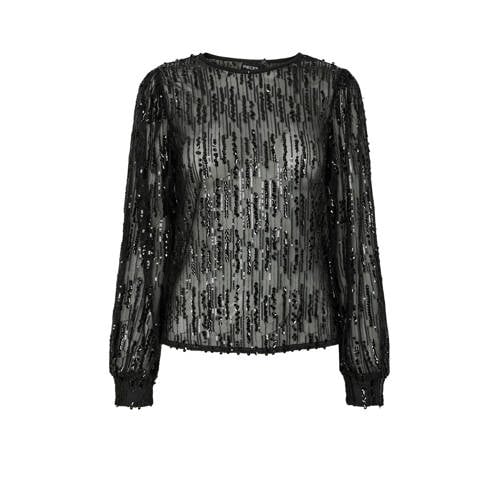 PIECES top zwart met pailletten afbeelding