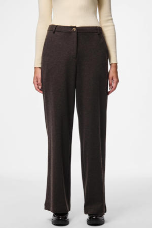 wide leg high waist broek bruin