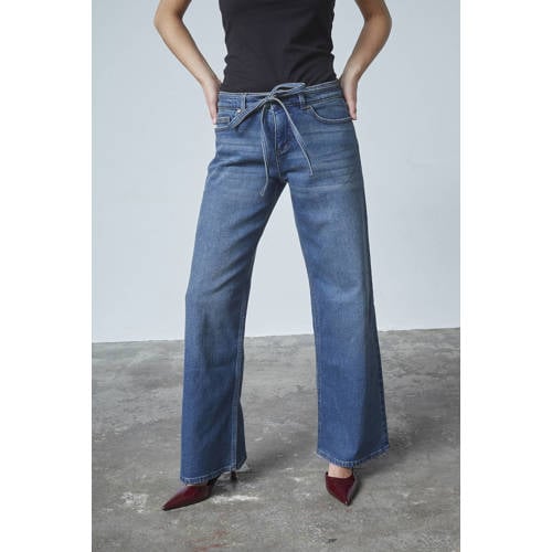 SisterS Point straight leg jeans medium blue denim afbeelding