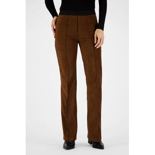 gardeur suede straight regular waist broek bruin afbeelding