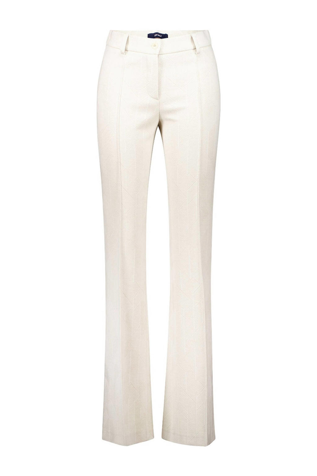 Beige dames gardeur straight high waist pantalon van viscose met bootcut, regular waist en effen