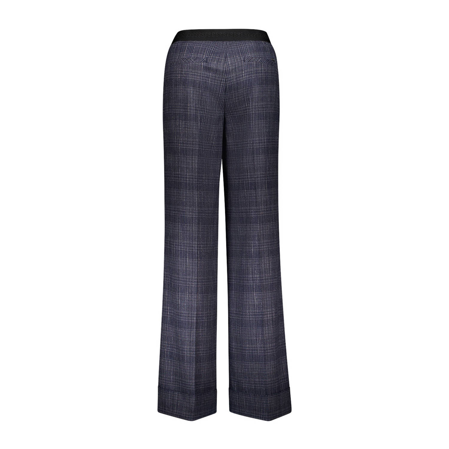 gardeur wide leg regular waist pantalon met wol grijs blauw