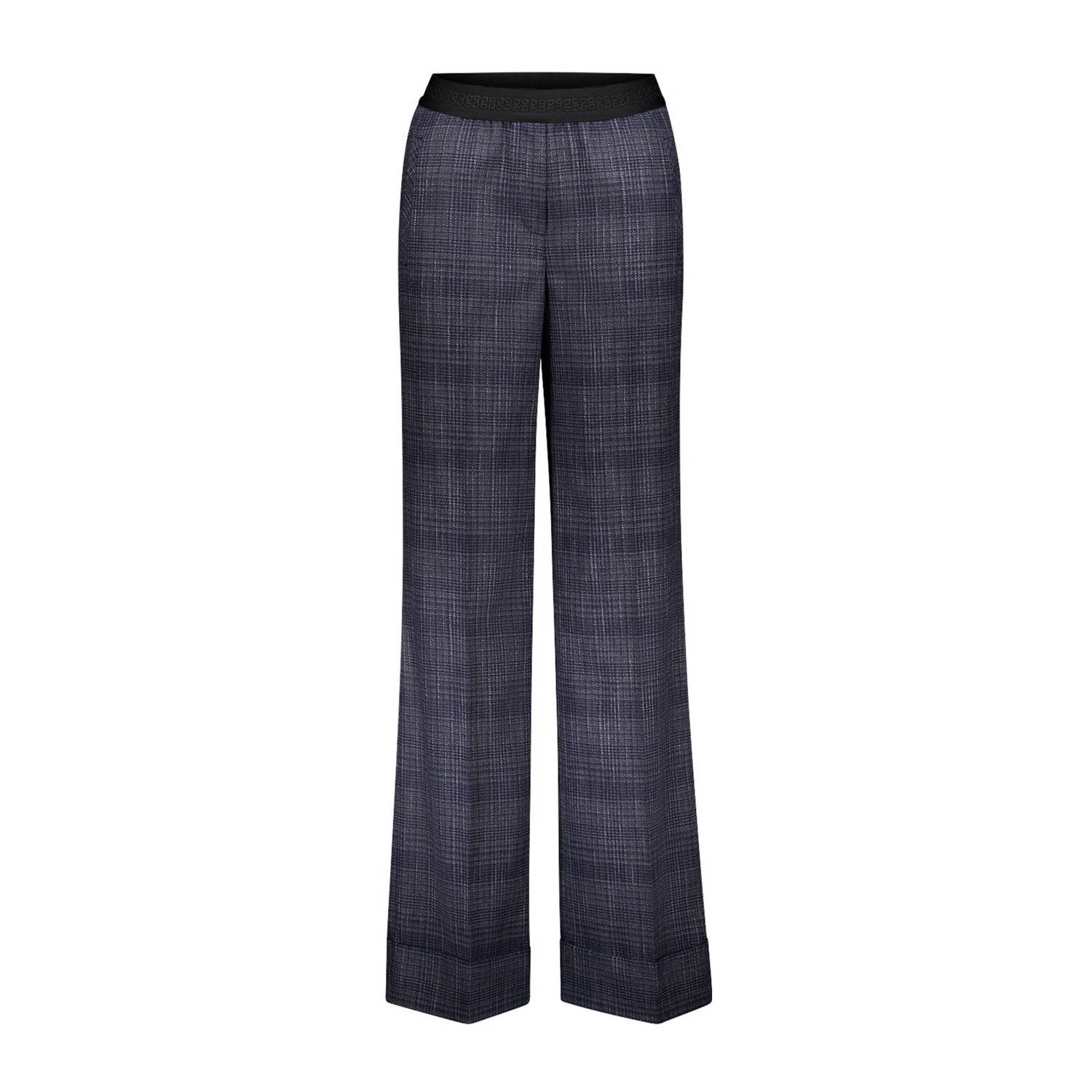 Gardeur wide leg regular waist pantalon met wol grijs blauw