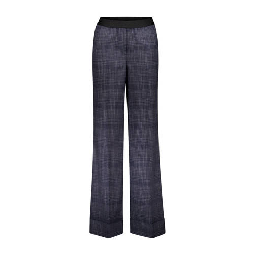gardeur wide leg regular waist pantalon met wol grijs/blauw afbeelding