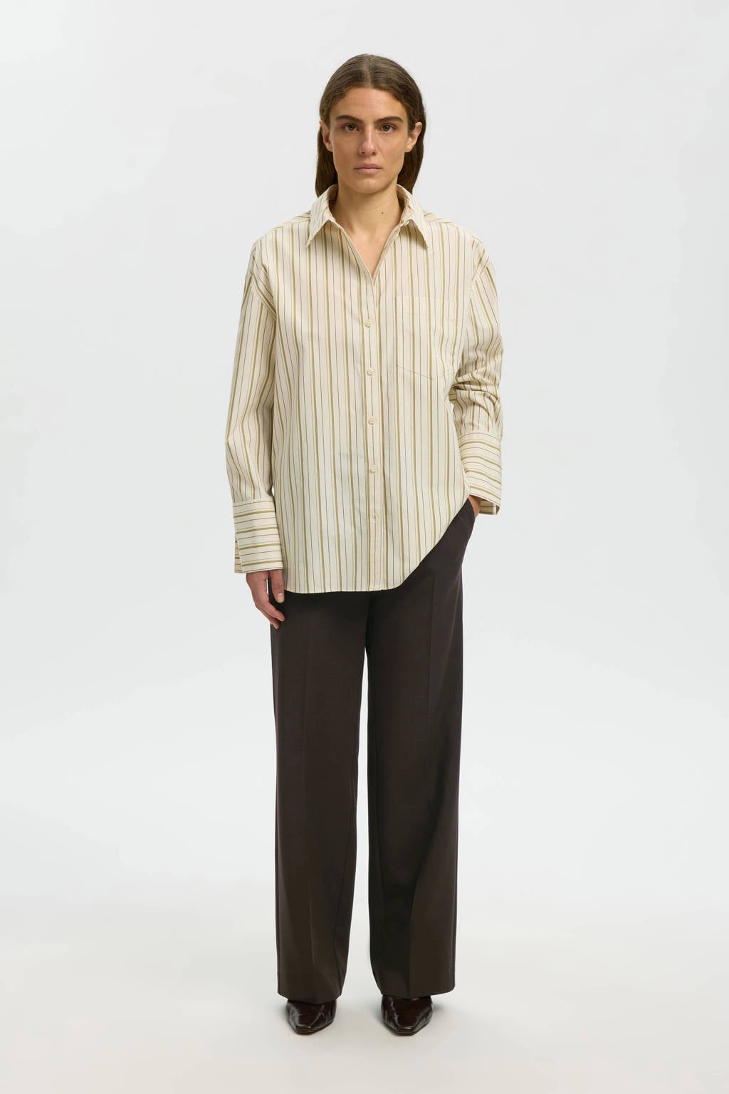 Selected Femme SLFRITA WIDE PANT - Broek - kalamata/kaki