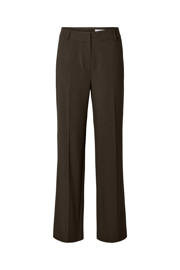 thumbnail: Donkerblauwe dames SELECTED FEMME wide leg regular waist casual broek met rits- en haaksluiting en effen