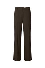thumbnail: Donkerblauwe dames SELECTED FEMME wide leg regular waist casual broek met rits- en haaksluiting en effen
