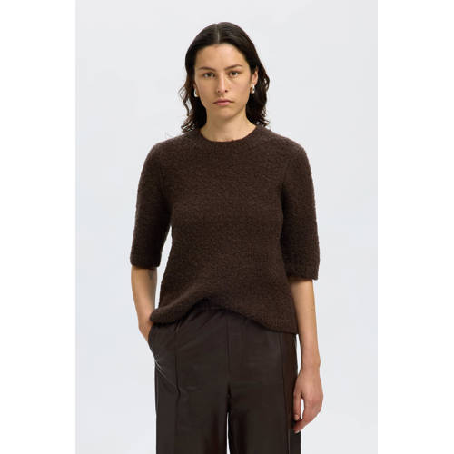 SELECTED FEMME wollen gebreide trui donkerbruin afbeelding