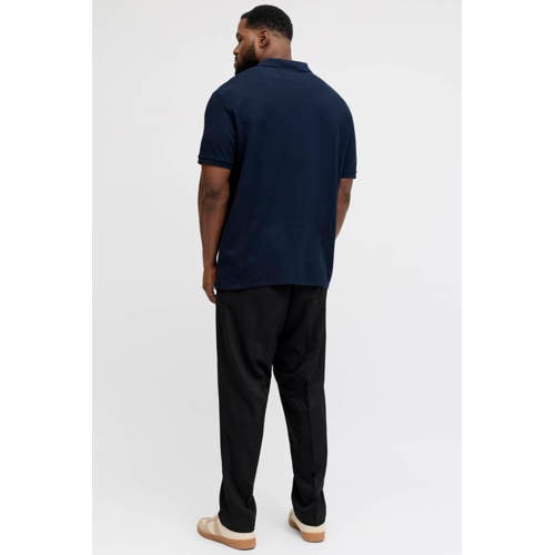 JACK & JONES PLUS SIZE regular polo met ingebreid patroon donkerblauw afbeelding