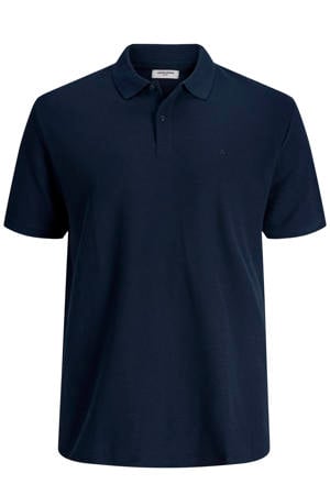 regular polo met ingebreid patroon donkerblauw