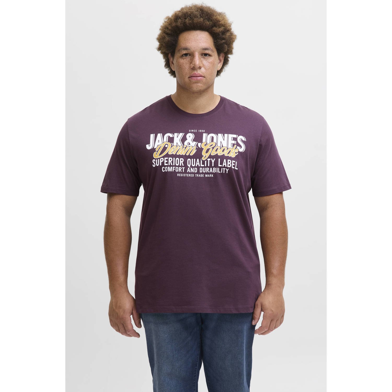 JACK & JONES PLUS SIZE regular T-shirt donkerpaars