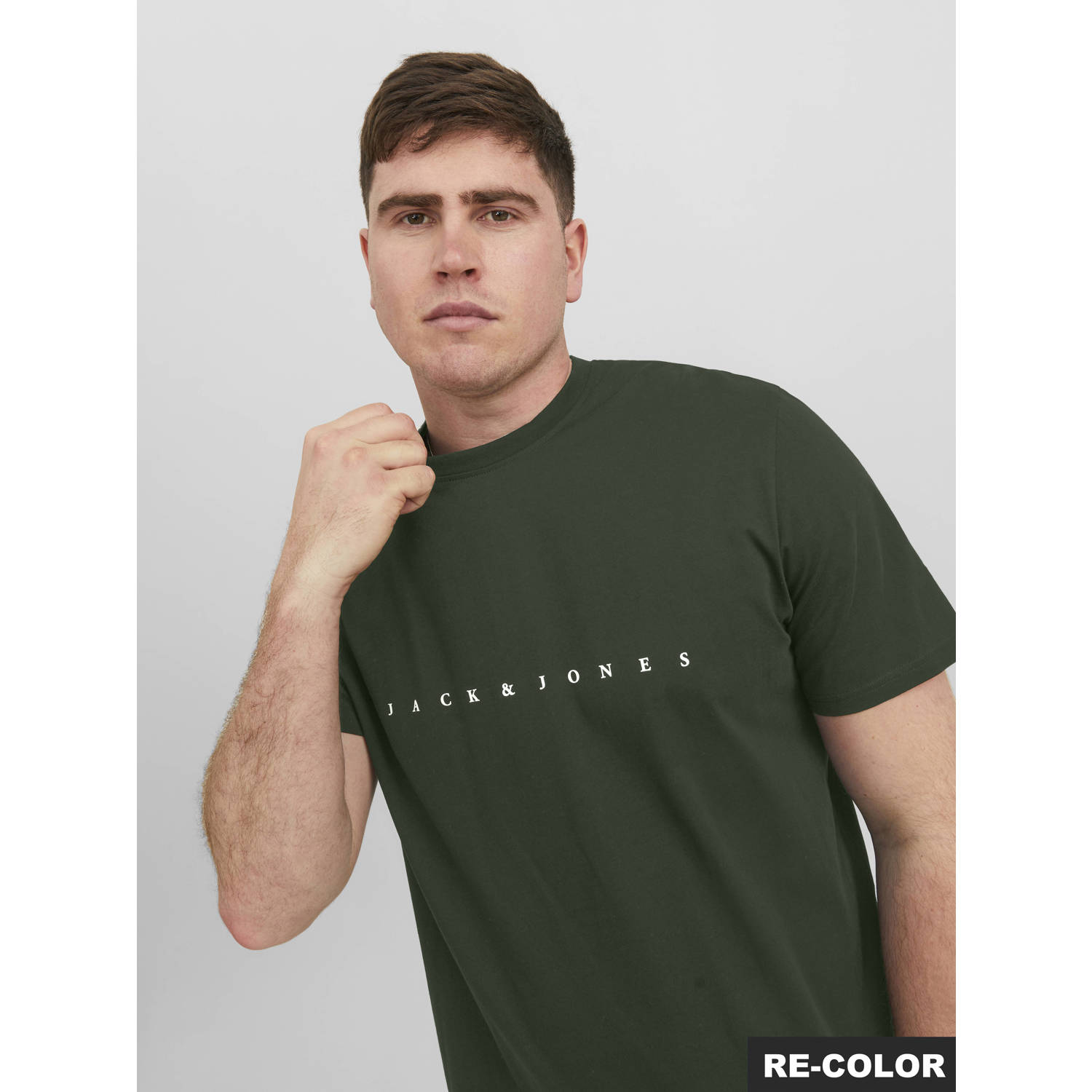 JACK & JONES PLUS SIZE regular T-shirt donkergroen