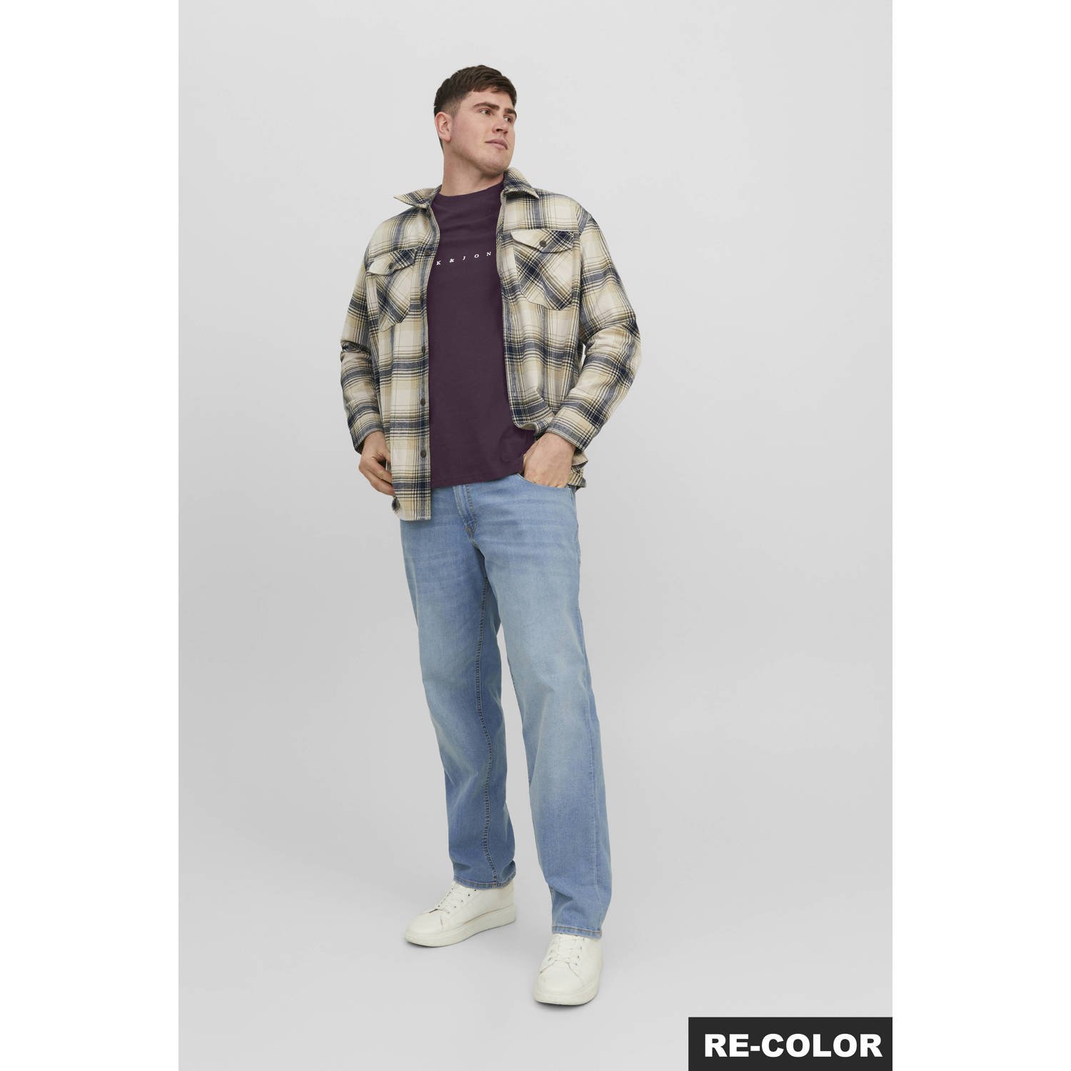 JACK & JONES PLUS SIZE regular T-shirt donkerpaars