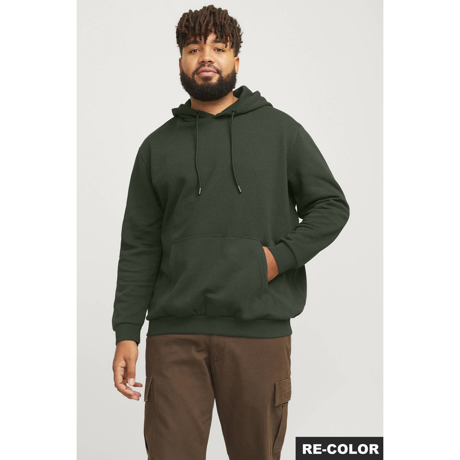 JACK & JONES PLUS SIZE hoodie donkergroen