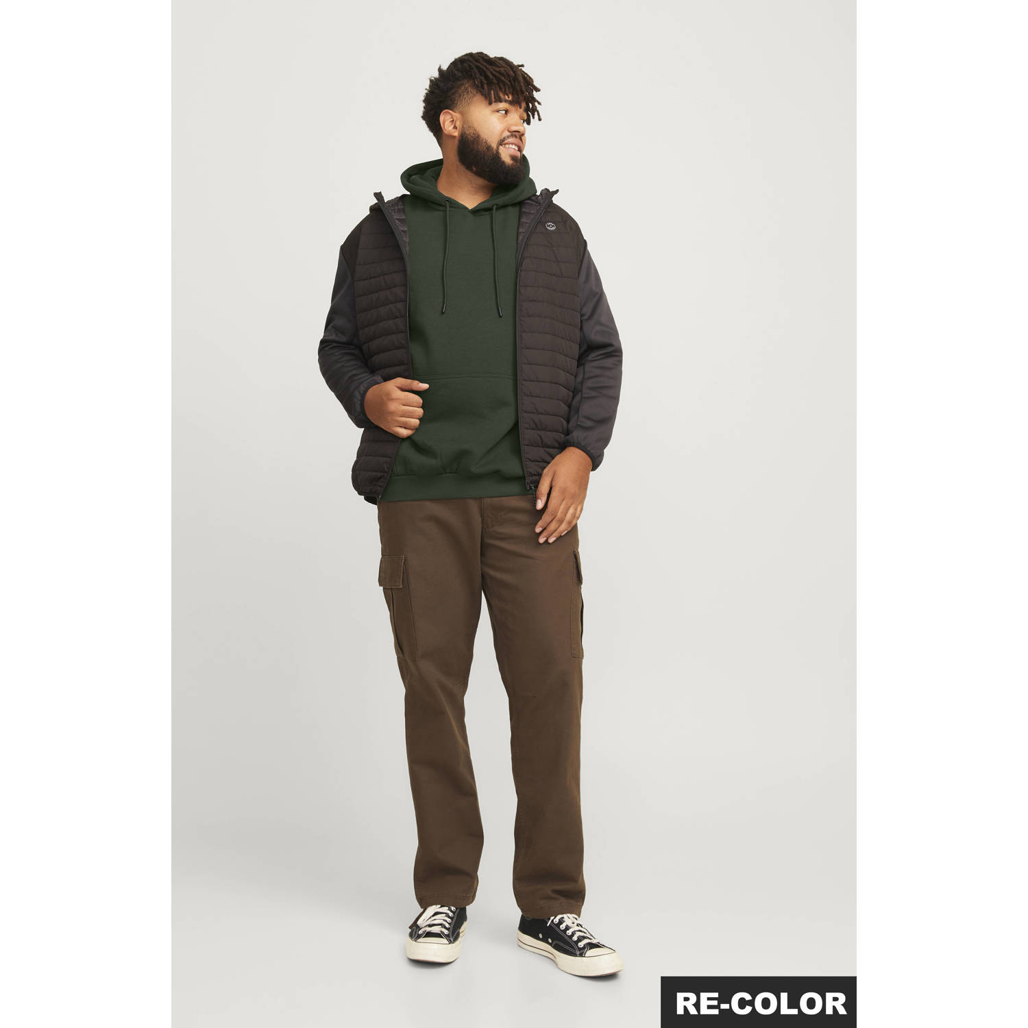 JACK & JONES PLUS SIZE hoodie donkergroen