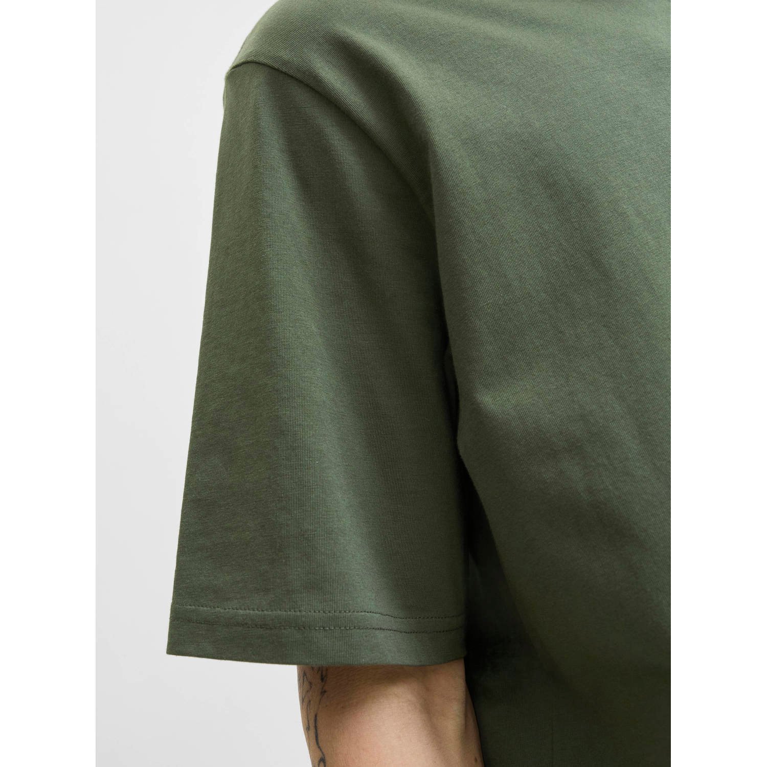 JACK & JONES PLUS SIZE regular T-shirt donkergroen