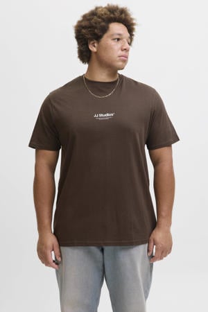regular T-shirt donkerbruin