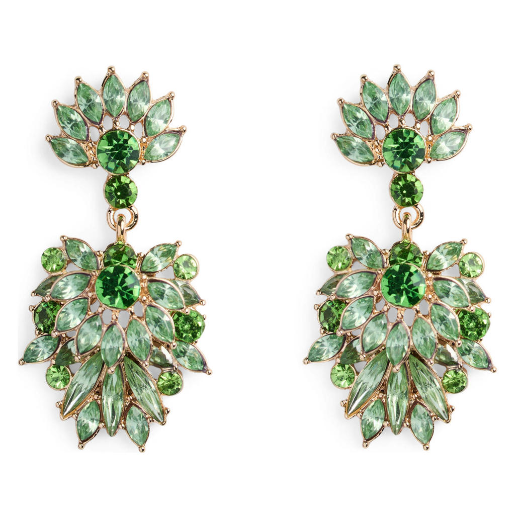 PIECES oorbellen PCJUNA groen/goudkleurig