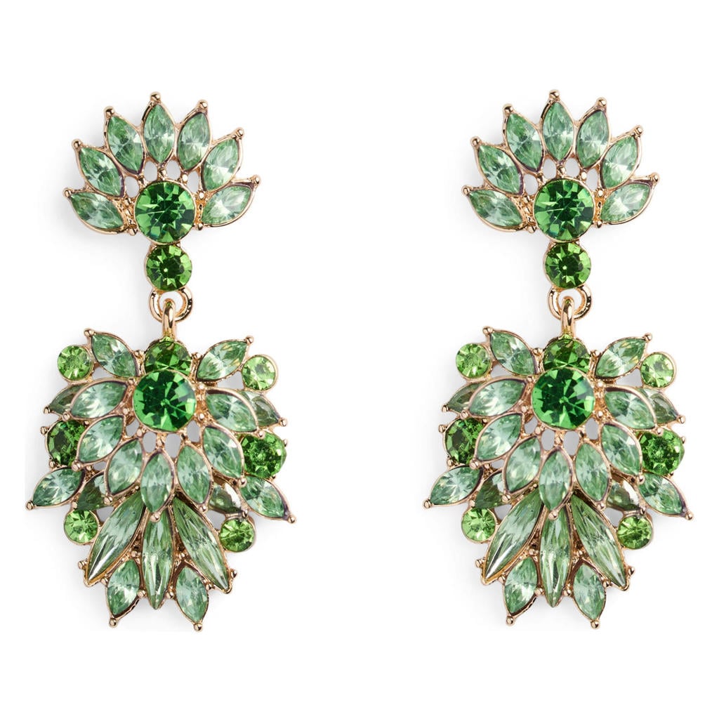 PIECES oorbellen PCJUNA groen/goudkleurig