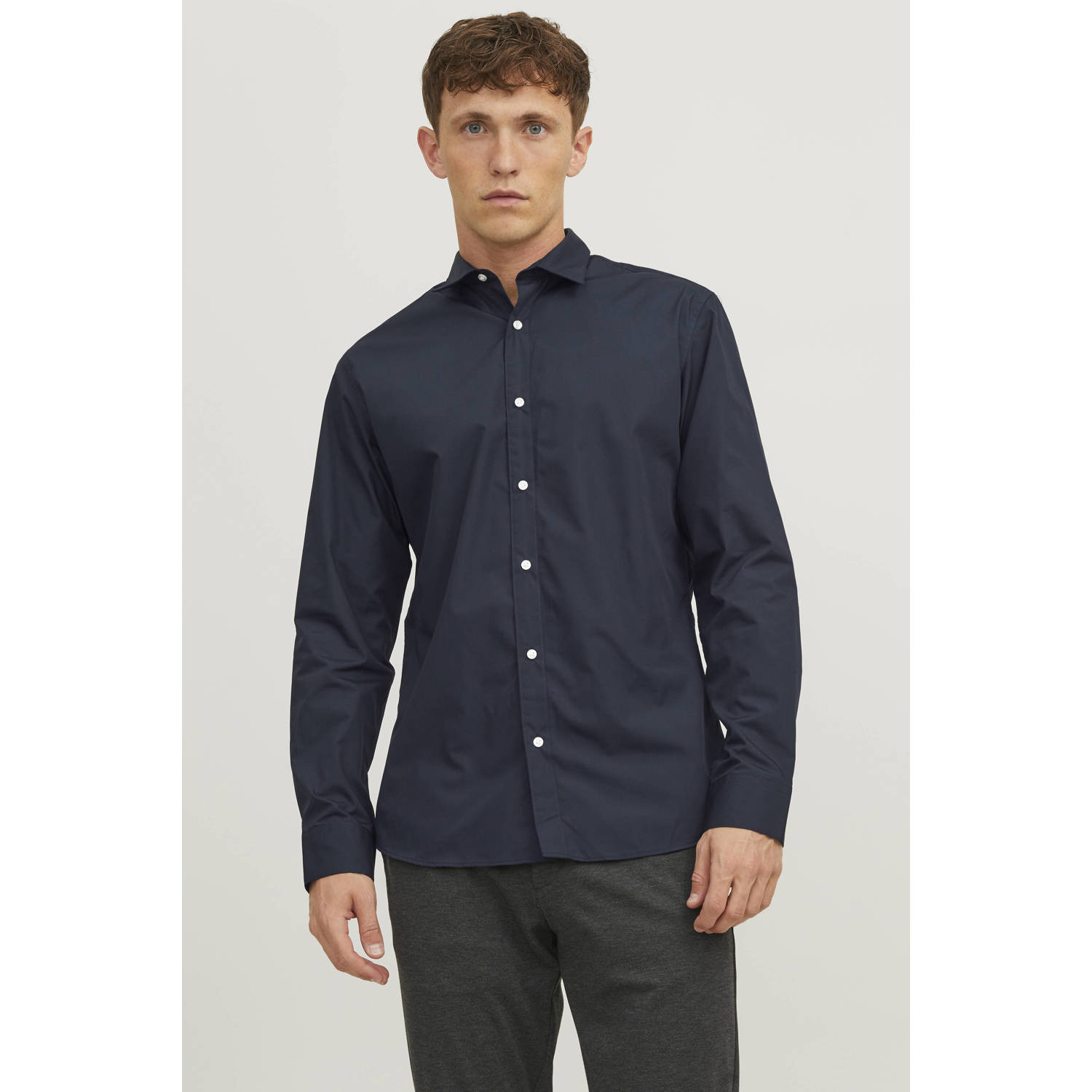 JACK & JONES ESSENTIALS zakelijk overhemd donkerblauw