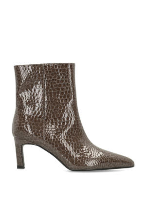 lak enkellaarzen met crocoprint donkergrijs