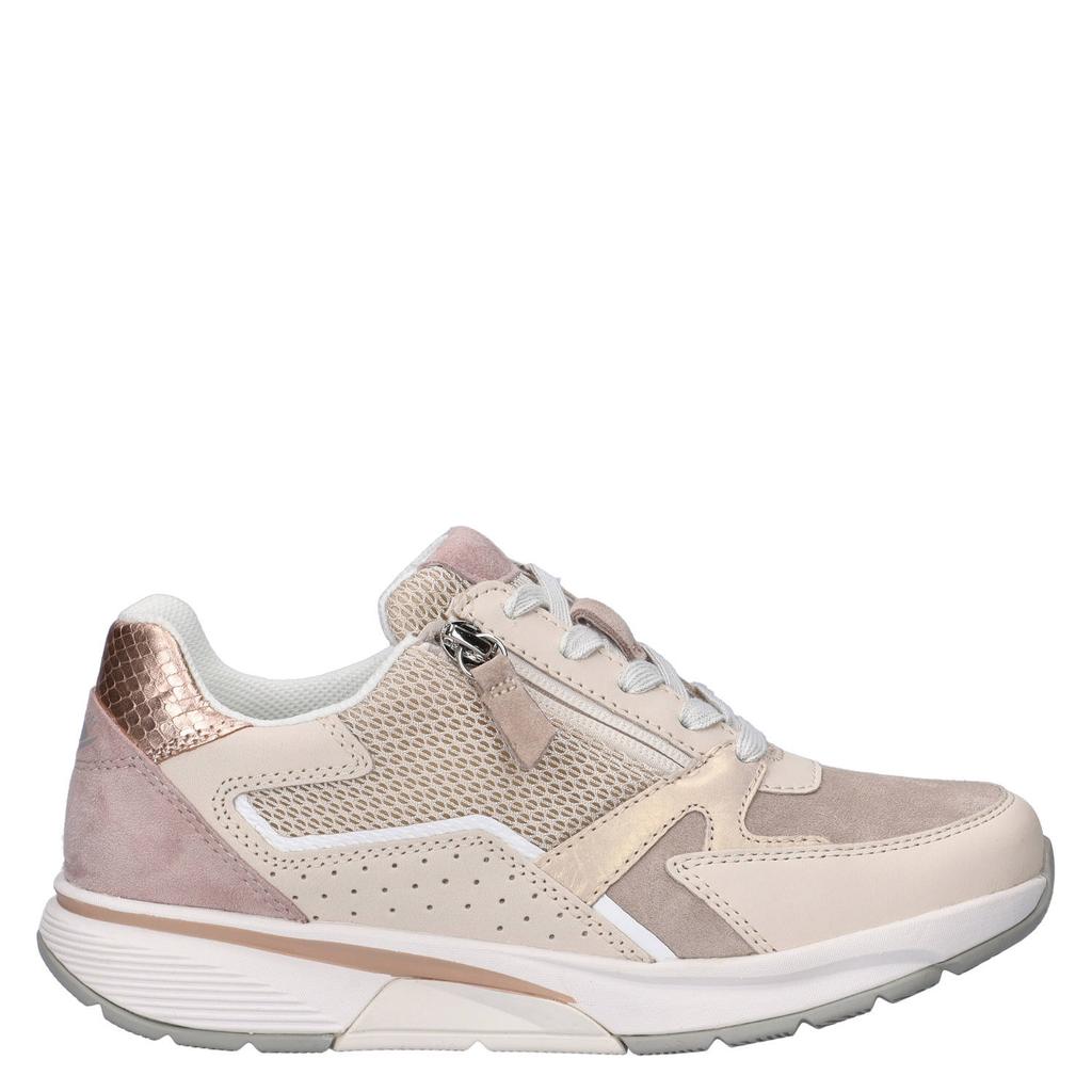 Beige dames Gabor Rolling Soft suède sneakers met rits- en vetersluiting