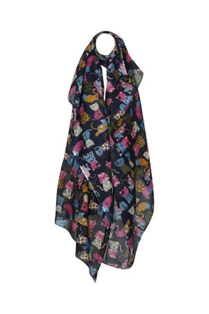 sjaal met dierenprint donkerblauw