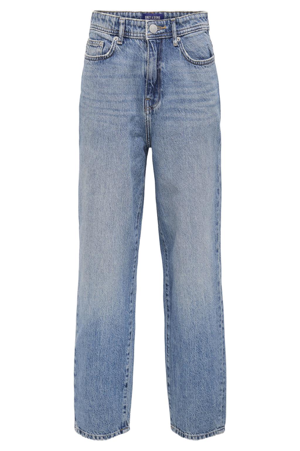 Medium blue denim jongens ONLY & SONS JUNIOR loose fit jeans van denim met regular waist en effen