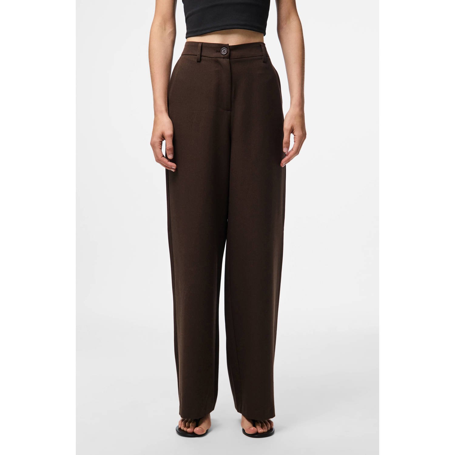 PIECES wide leg high waist casual broek