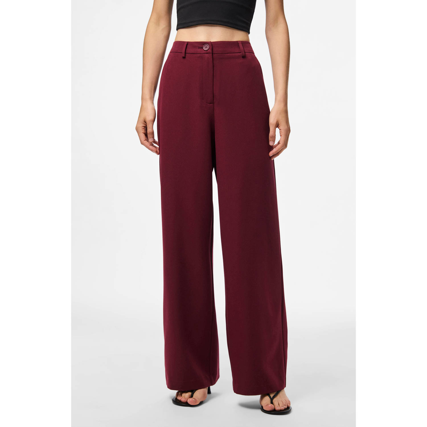 PIECES wide leg high waist casual broek