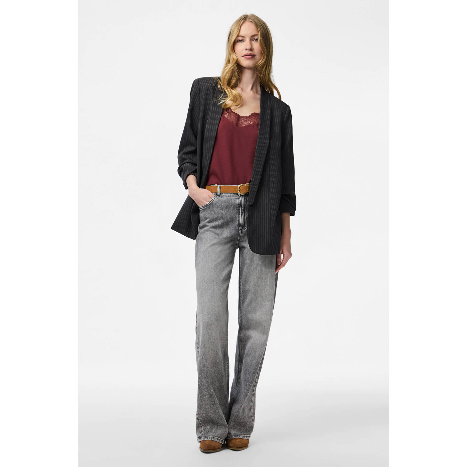 PIECES regular blazer grijs