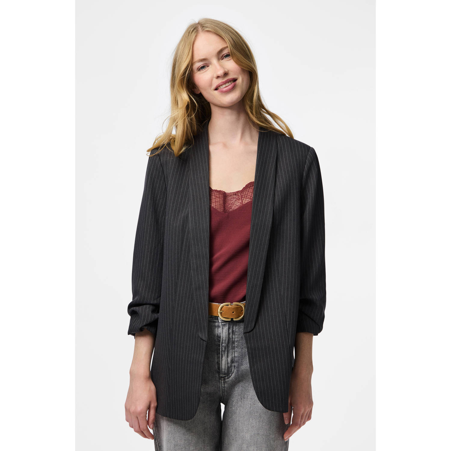 PIECES regular blazer grijs