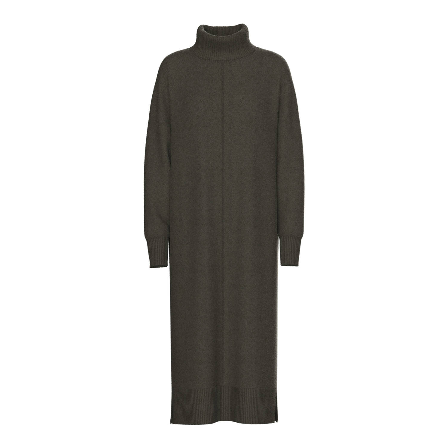 PIECES wollen jurk met col grijs