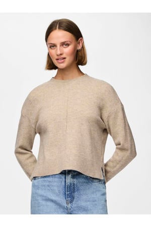 wollen gebreide trui beige