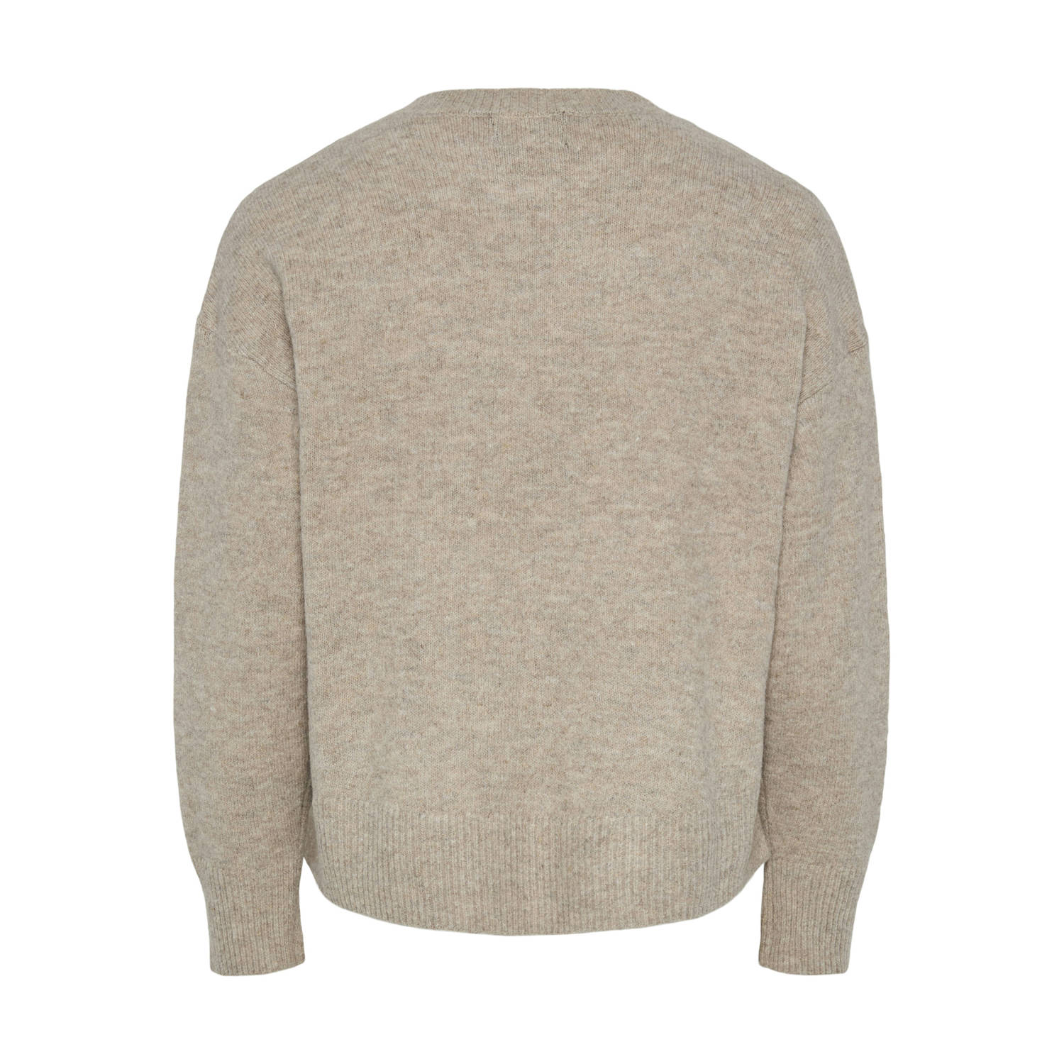 PIECES wollen gebreide trui beige