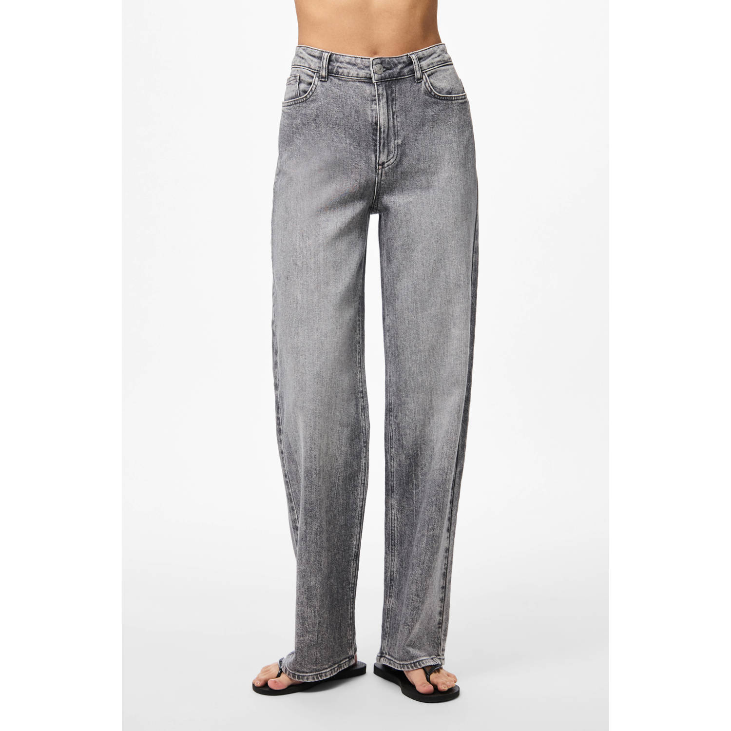PIECES high waist wide leg jeans grijs