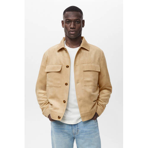 Mango Man overshirt beige afbeelding