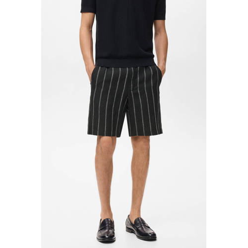Mango Man linnen slim casual short antraciet afbeelding